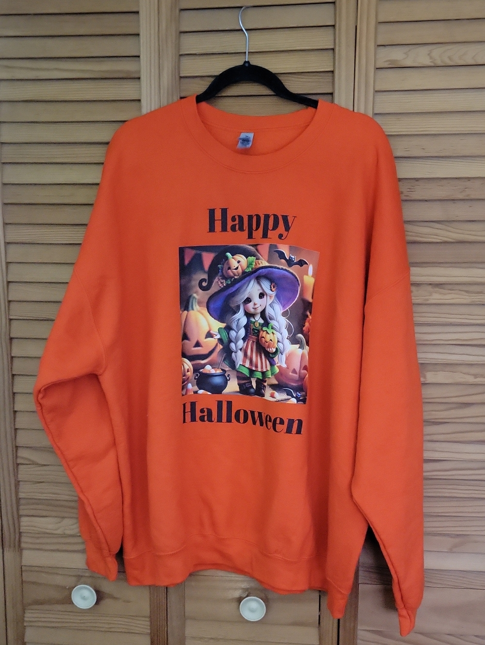 Gildan Orange Halloween Witch Gnome Sweatshirt Original Artist Design Size 3XL